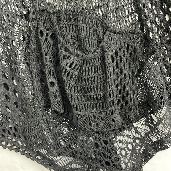 Lily Long-Length Crochet Knit Black Witchy Web Vest - Picture 5 of 10